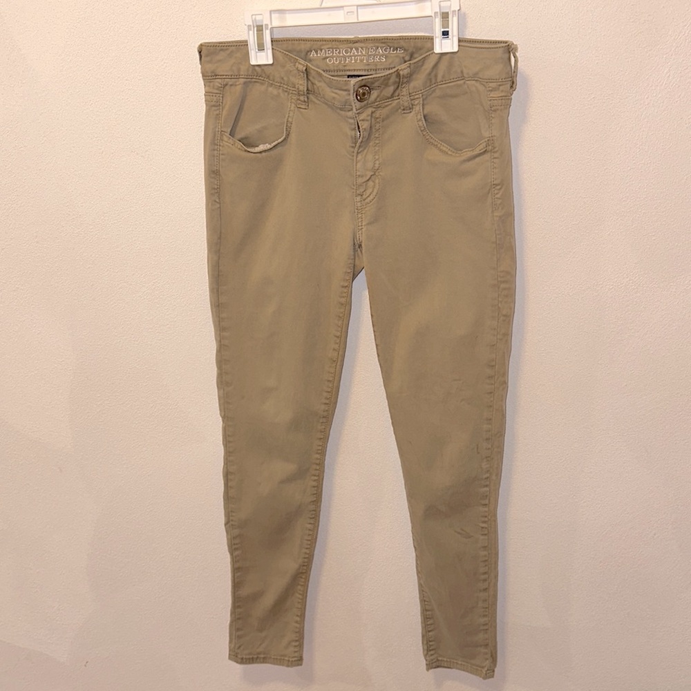 American Eagle Jegging Jeans 8 Khaki Ankle Super Stretch Skinny Leg AEO